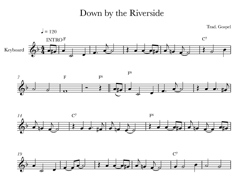 دانلود نت کیبورد (ارگ) Down by the Riverside  از آهنگساز  محلی